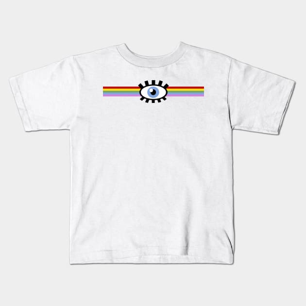 eye rainbow stripe Kids T-Shirt by Mqed